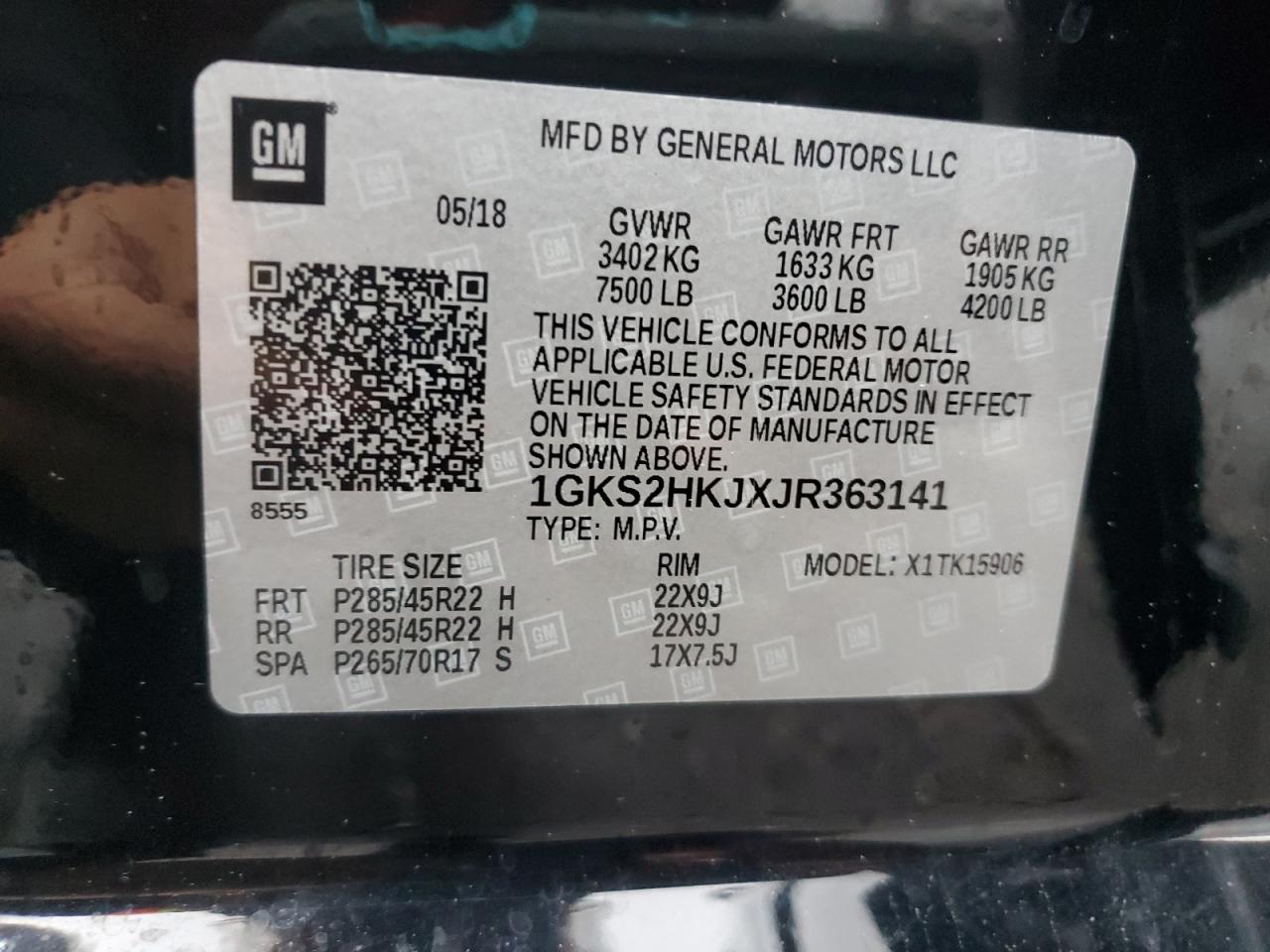 2018 GMC Yukon Xl Denali VIN: 1GKS2HKJXJR363141 Lot: 56869535