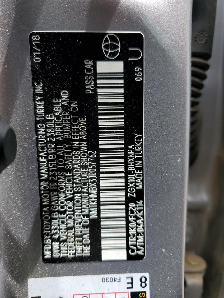2018 Toyota C-Hr Xle VIN: NMTKHMBX3JR057762 Lot: 56309345