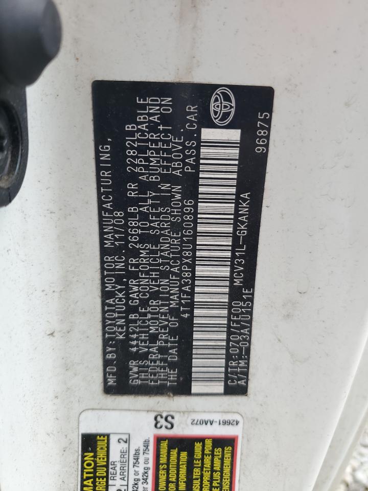 4t1fa38px8u160896 4T1FA38PX8U160896 2008 Toyota Camry Solara Se