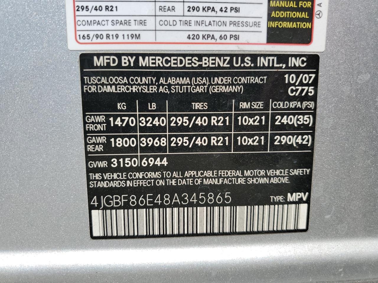 2008 Mercedes-Benz Gl 550 4Matic VIN: 4JGBF86E48A345865 Lot: 56319465