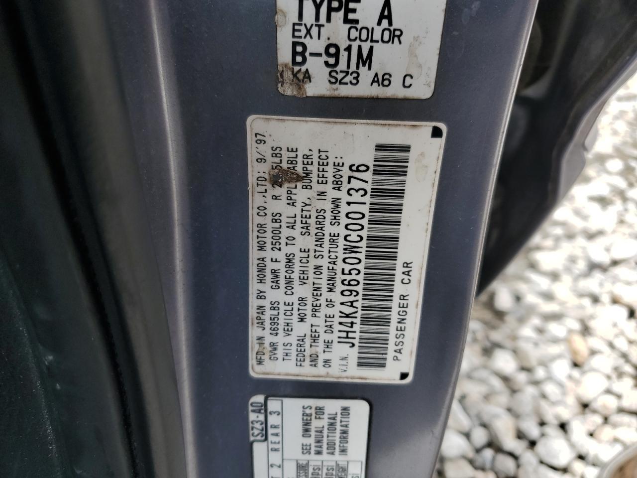 1998 Acura 3.5Rl VIN: JH4KA9650WC001376 Lot: 58508735