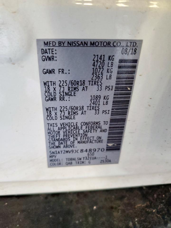 2018 Nissan Rogue S VIN: 5N1AT2MV9JC848970 Lot: 58383355