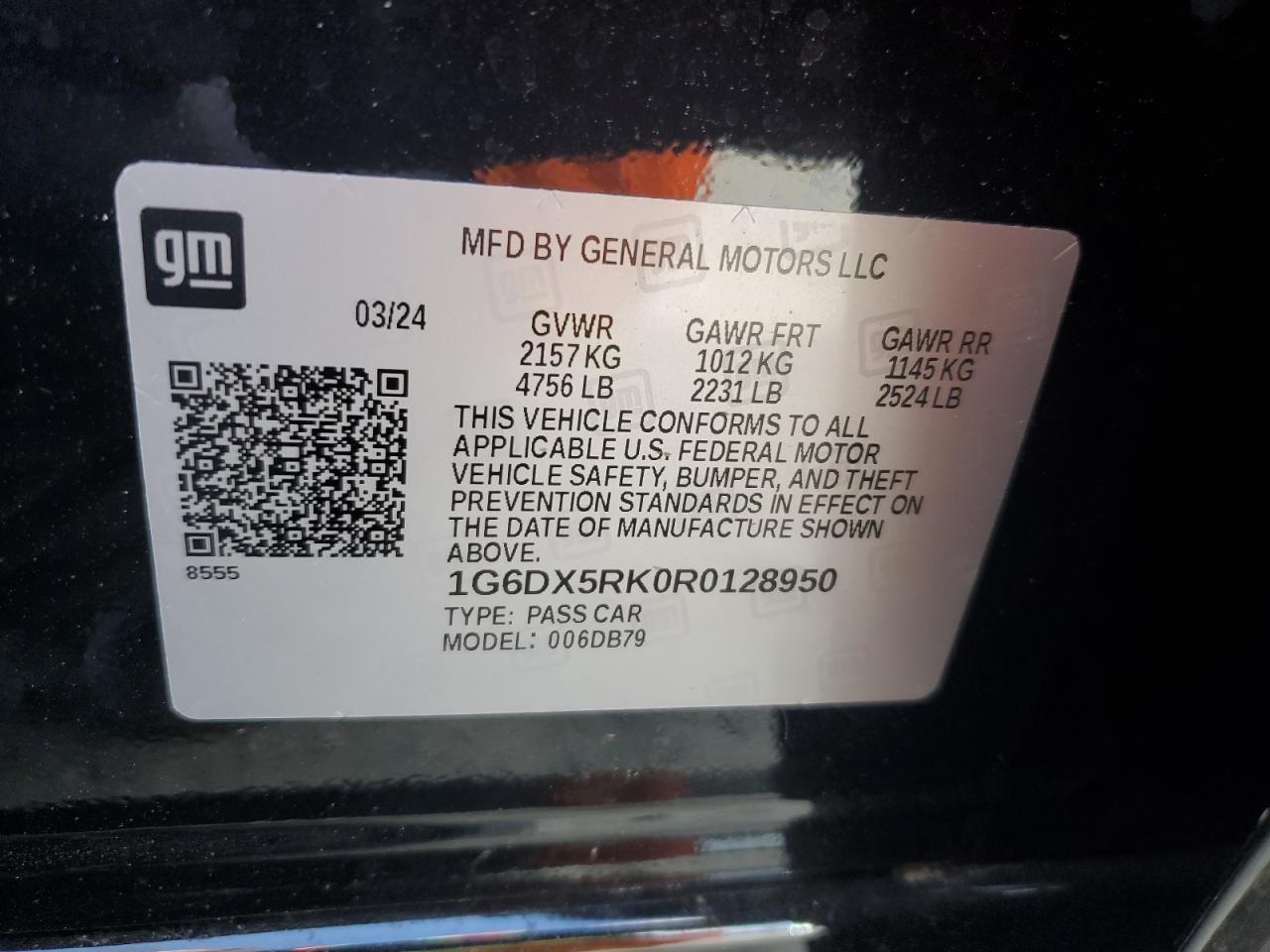 2024 Cadillac Ct5 Luxury VIN: 1G6DX5RK0R0128950 Lot: 56143275