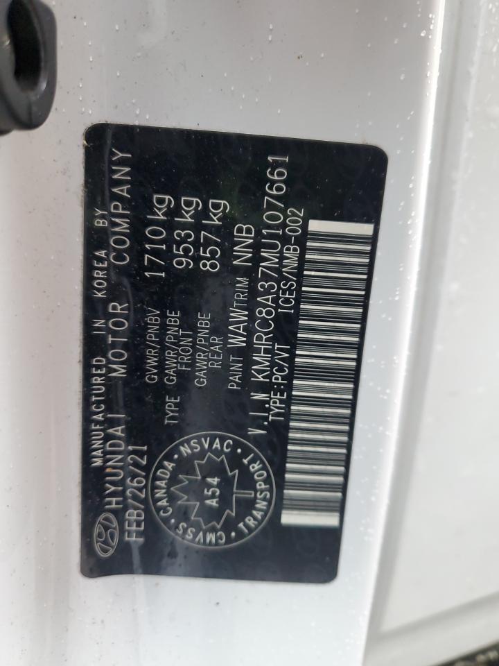 2021 Hyundai Venue Sel VIN: KMHRC8A37MU107661 Lot: 55952245