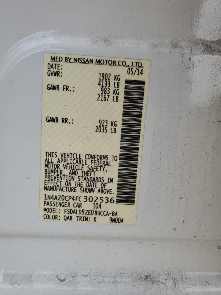 2015 Nissan Leaf S VIN: 1N4AZ0CP4FC302536 Lot: 56734025