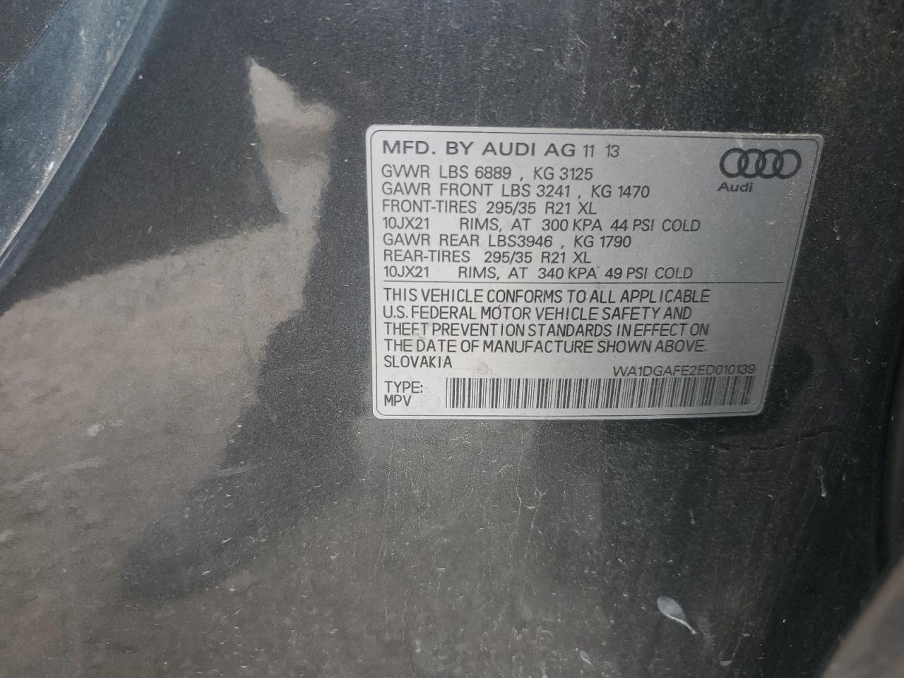 2014 Audi Q7 Prestige VIN: WA1DGAFE2ED010139 Lot: 57486415