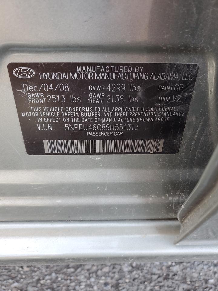 2009 Hyundai Sonata Se VIN: 5NPEU46C89H551313 Lot: 56362525