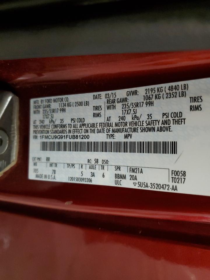 2015 Ford Escape Se VIN: 1FMCU9G91FUB81200 Lot: 56680025