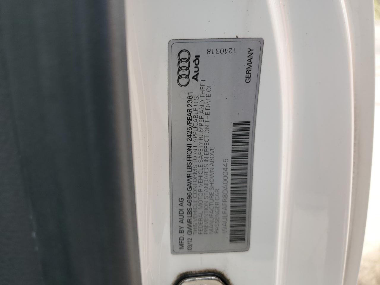 2013 Audi A5 Premium Plus VIN: WAULFAFR8DA000445 Lot: 56542345