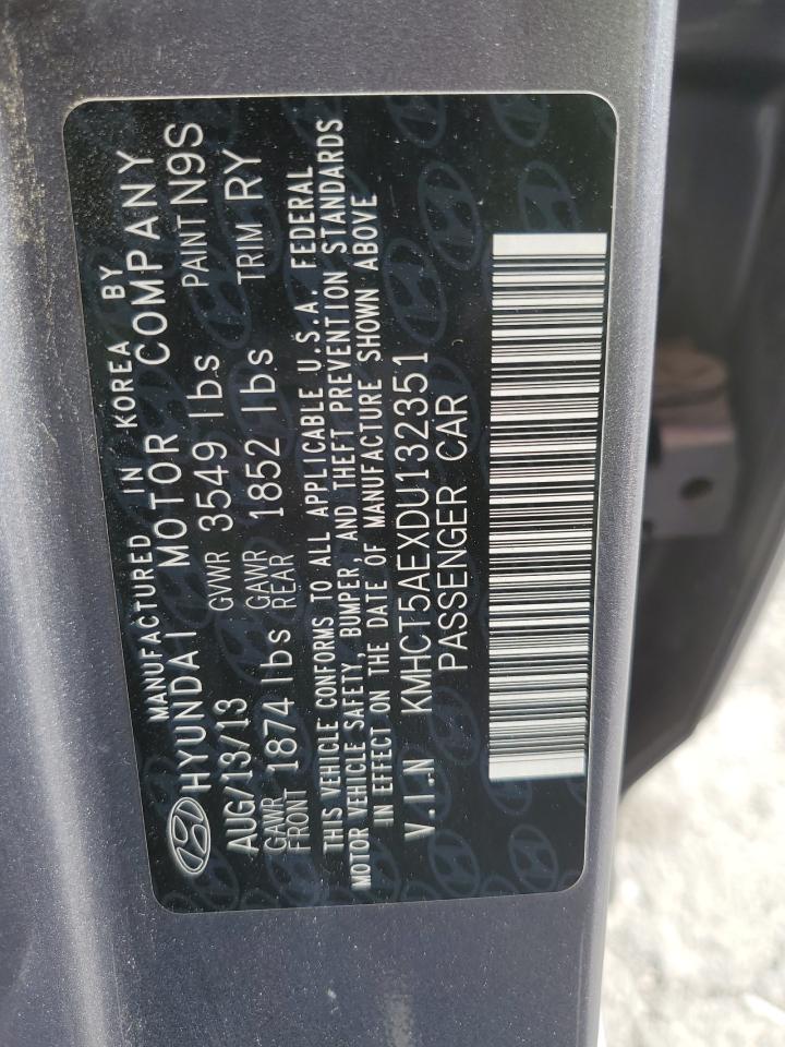 2013 Hyundai Accent Gls VIN: KMHCT5AEXDU132351 Lot: 57257785