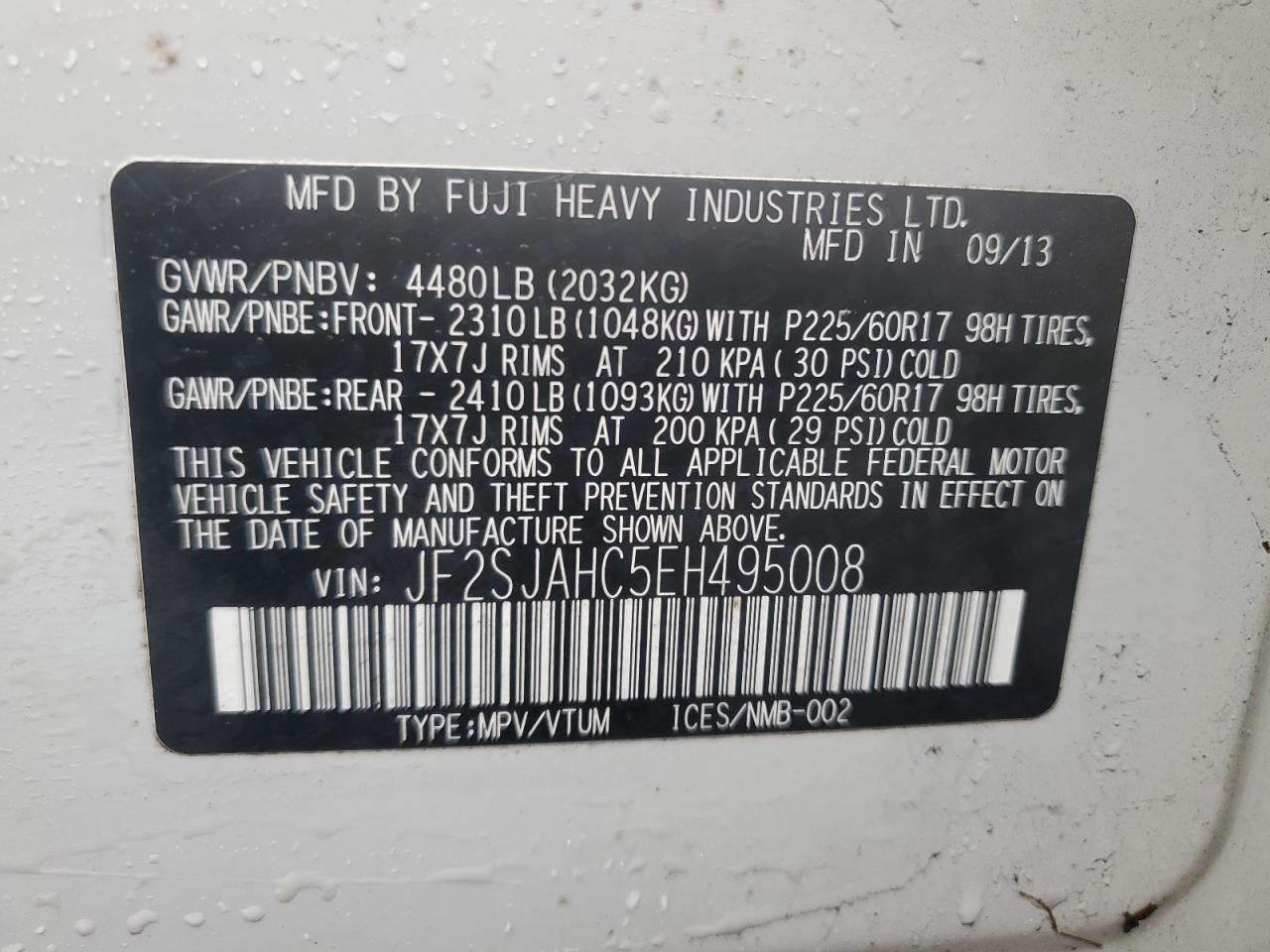 2014 Subaru Forester 2.5I Limited VIN: JF2SJAHC5EH495008 Lot: 56928415