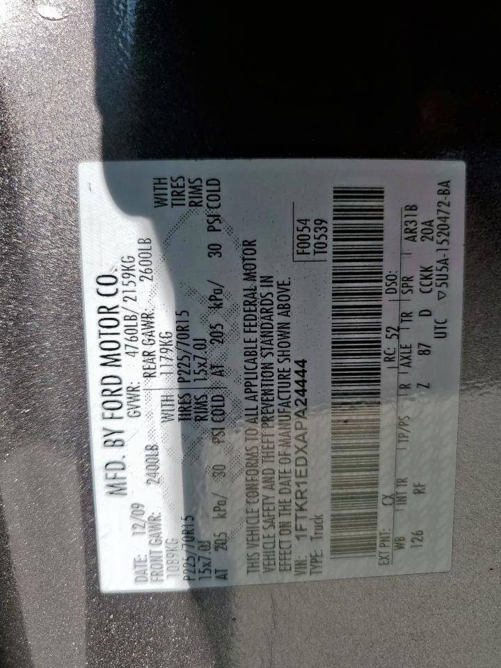 2010 Ford Ranger Super Cab VIN: 1FTKR1EDXAPA24444 Lot: 59082055