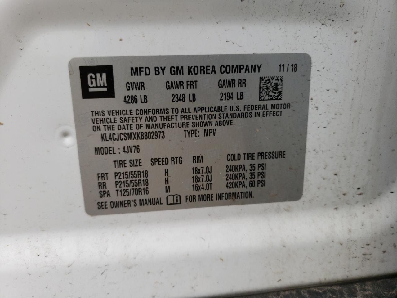 2019 Buick Encore Essence VIN: KL4CJCSMXKB80973 Lot: 57270165