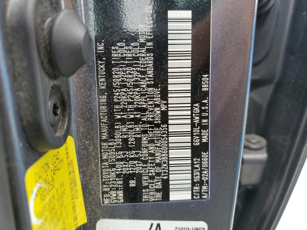 2013 Toyota Venza Le VIN: 4T3ZK3BB6DU054356 Lot: 54011745