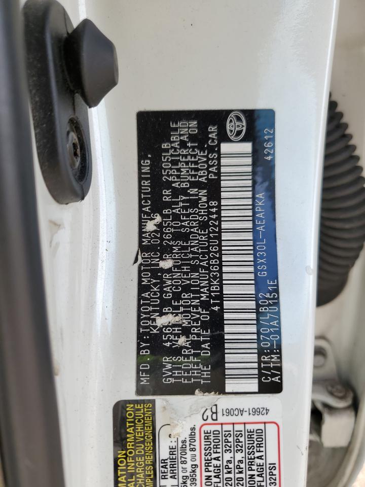 2006 Toyota Avalon Xl VIN: 4T1BK36B26U122448 Lot: 56416265