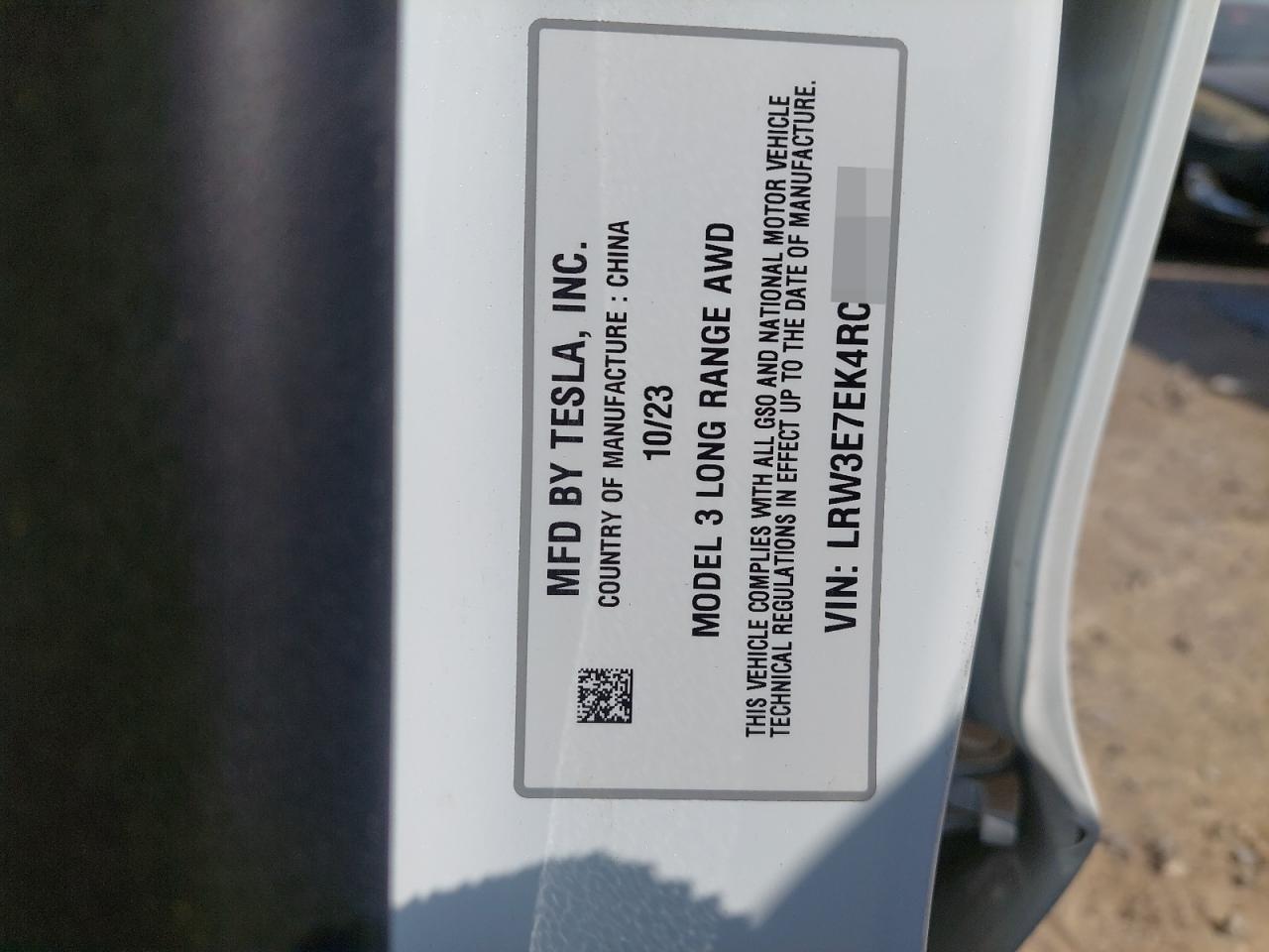 LRW3E7EK4RC973795 - 2024 Tesl MODEL 3 - #56609105