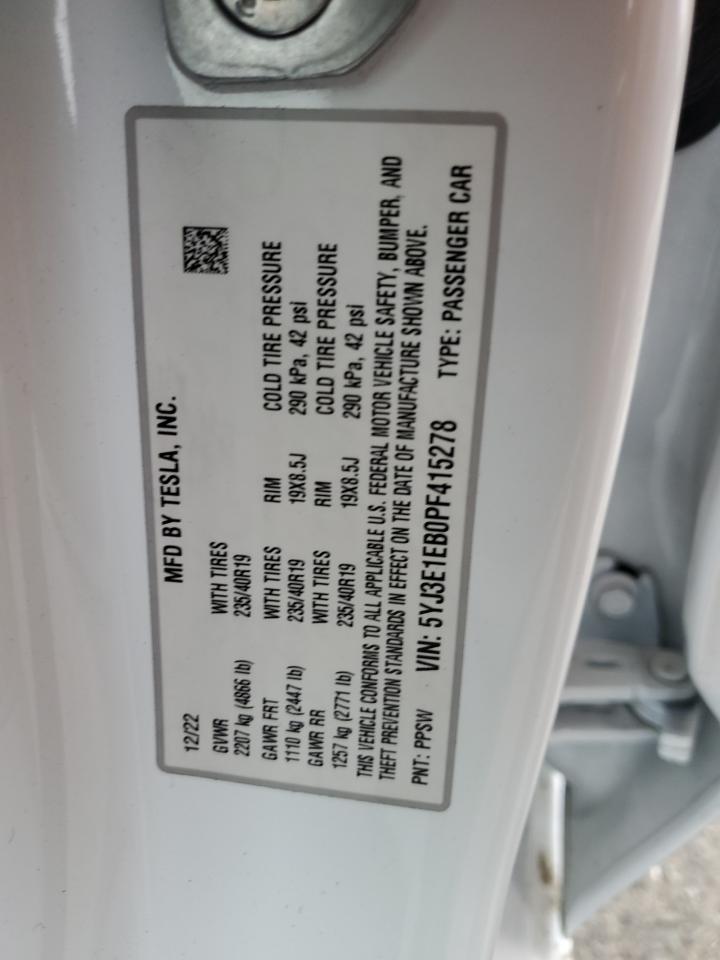 2023 Tesla Model 3 VIN: 5YJ3E1EB0PF415278 Lot: 58596775