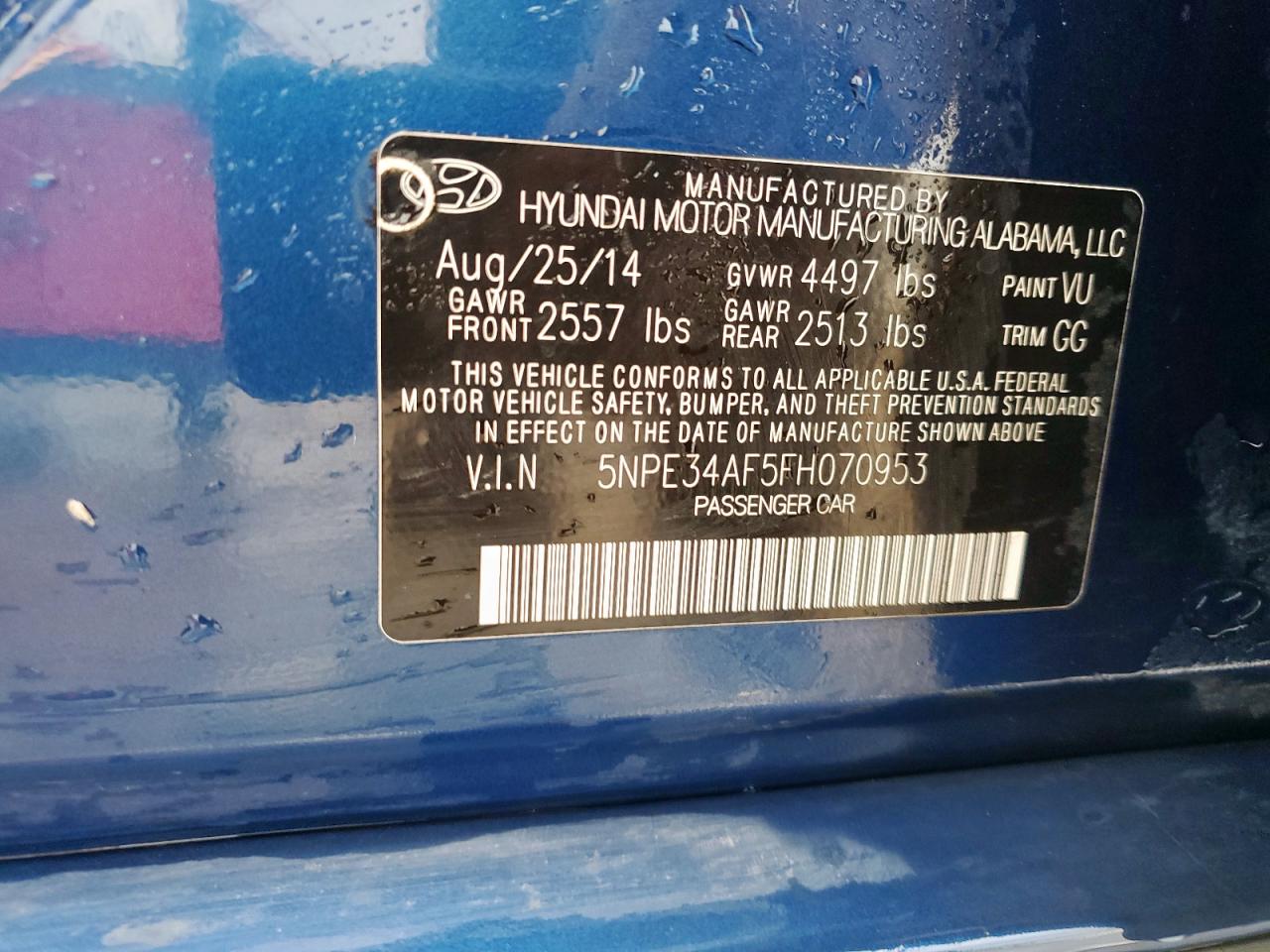 2015 Hyundai Sonata Sport VIN: 5NPE34AF5FH070953 Lot: 55267175