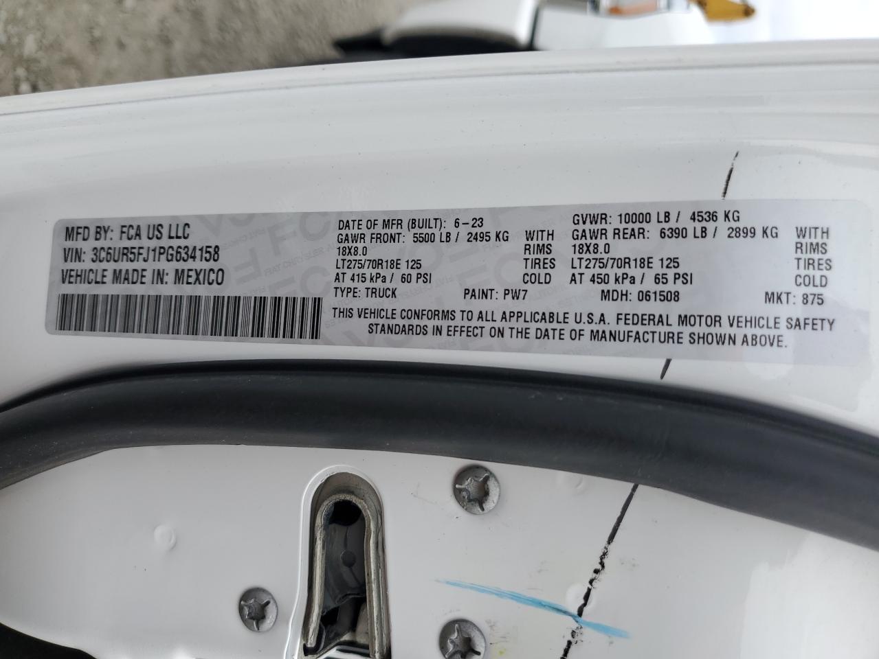 2023 Ram 2500 Laramie VIN: 3C6UR5FJ1PG634158 Lot: 57164505