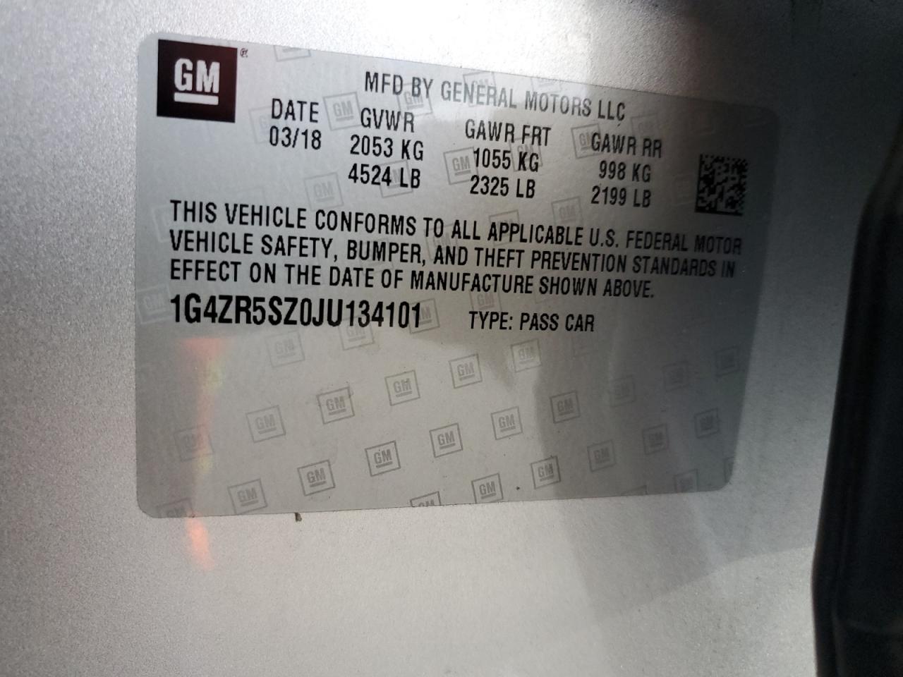 2018 Buick Lacrosse Premium VIN: 1G4ZR5SZ0JU134101 Lot: 56894255