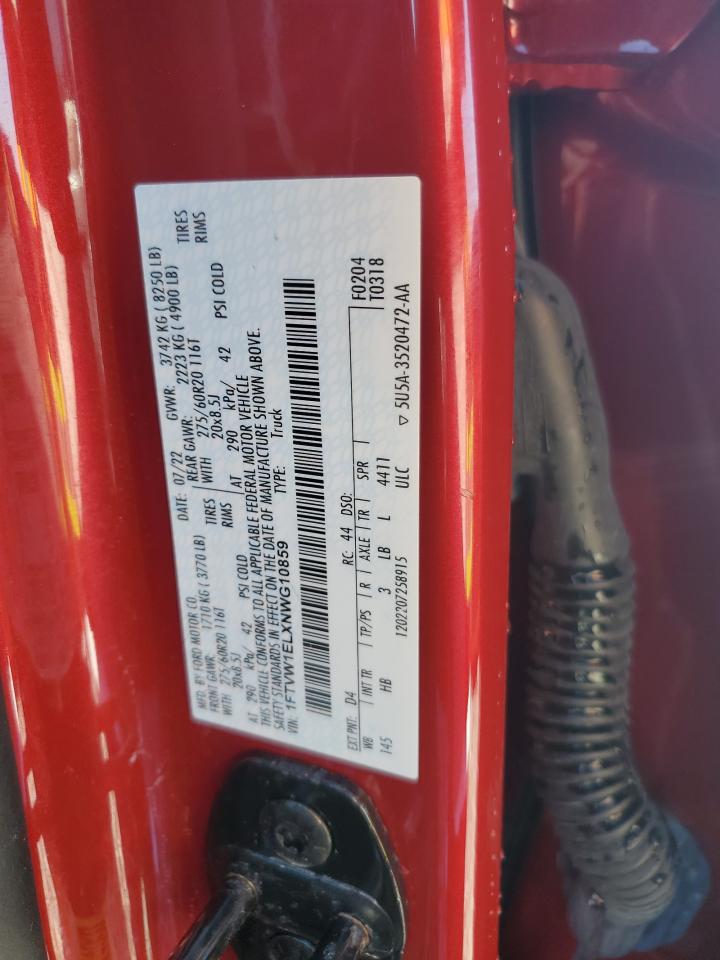 2022 Ford F150 Lightning Pro VIN: 1FTVW1ELXNWG10859 Lot: 56825925