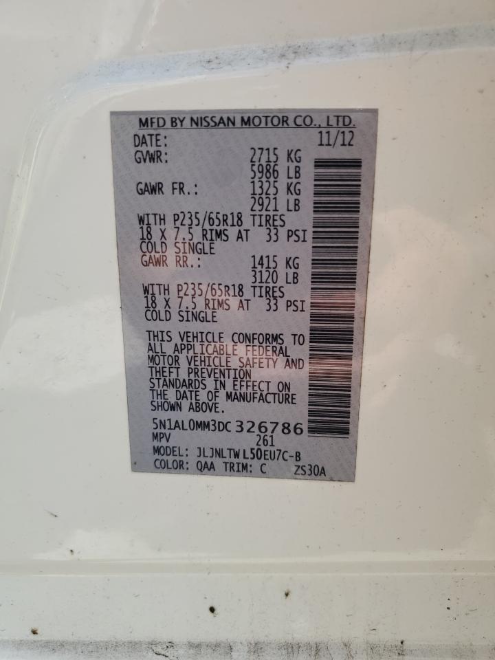 2013 Infiniti Jx35 VIN: 5N1AL0MM3DC326786 Lot: 54932545