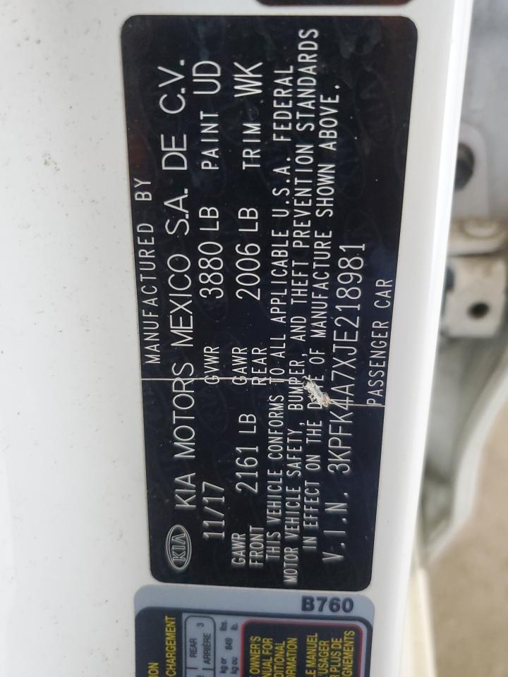 2018 Kia Forte Lx VIN: 3KPFK4A7XJE218981 Lot: 56558835