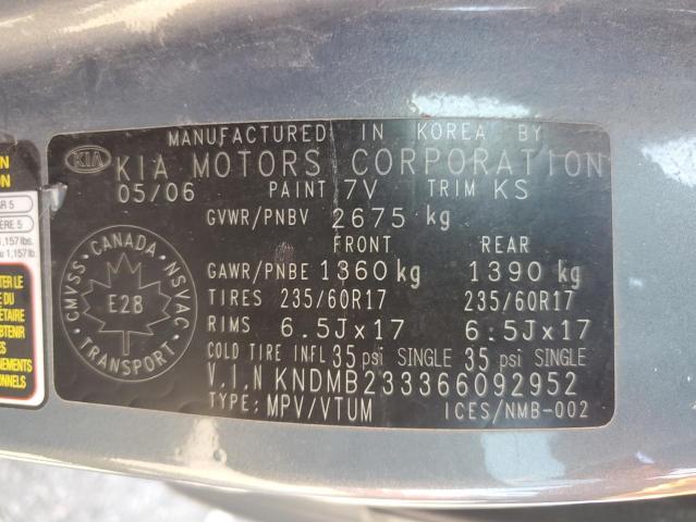 2006 KIA SEDONA EX  