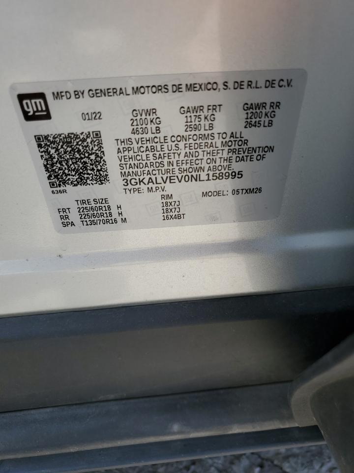 2022 GMC Terrain Slt VIN: 3GKALVEV0NL158995 Lot: 57122035