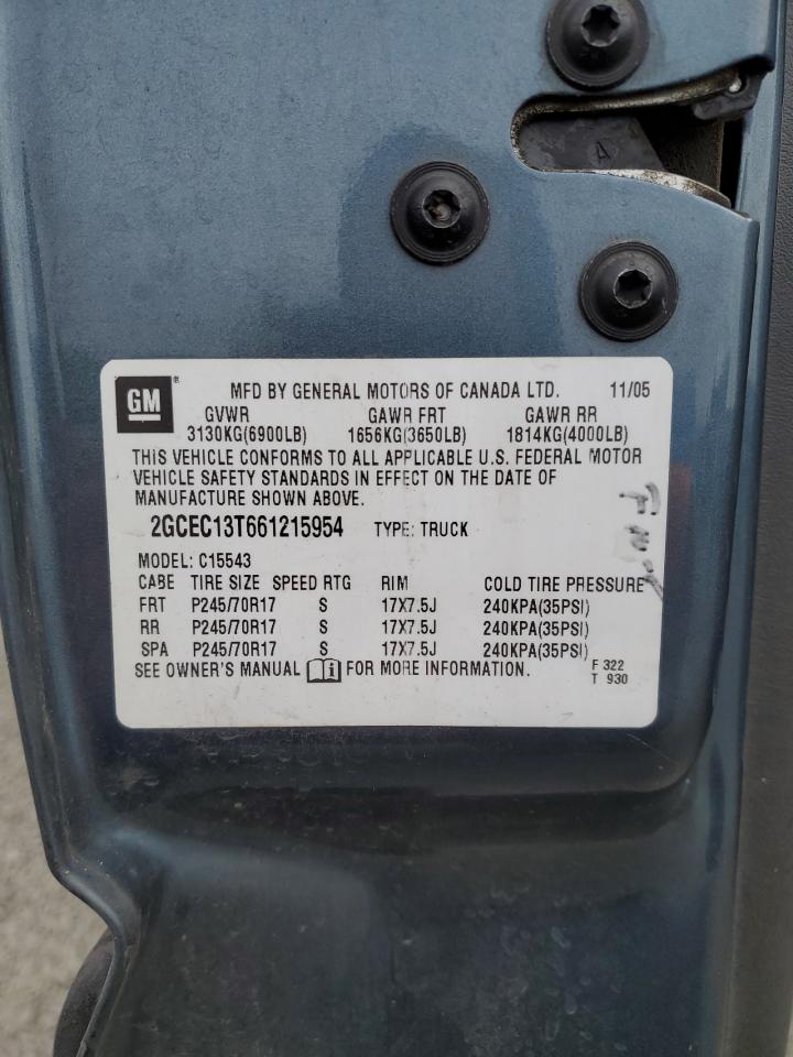 2006 Chevrolet Silverado C1500 VIN: 2GCEC13T661215954 Lot: 53437255