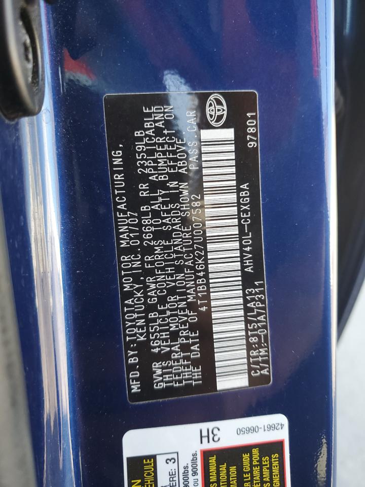 2007 Toyota Camry Hybrid VIN: JTDBT923171124357 Lot: 58440275