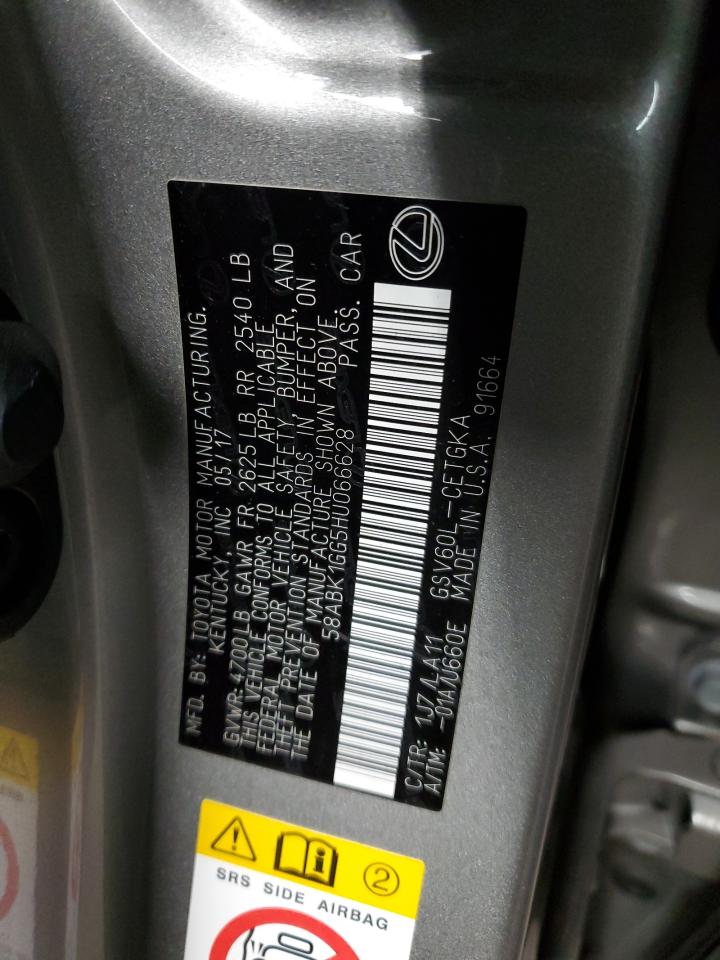 2017 Lexus Es 350 VIN: 58ABK1GG5HU066628 Lot: 56155405