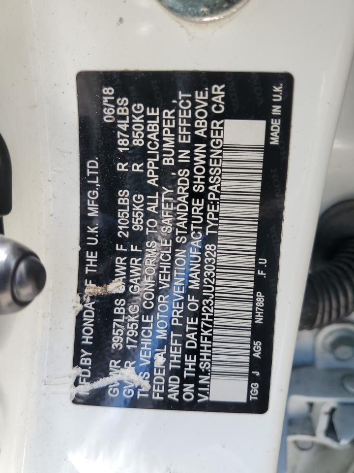 2018 Honda Civic Lx VIN: SHHFK7H23JU230328 Lot: 54745965