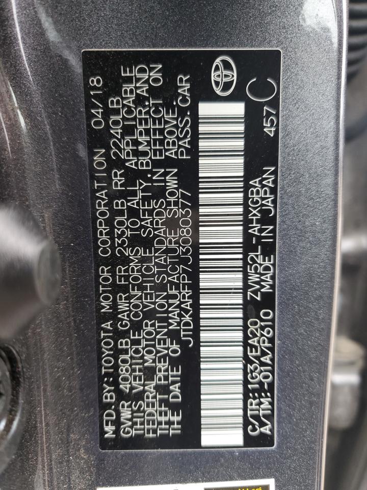 2018 Toyota Prius Prime VIN: JTDKARFP7J3080377 Lot: 55514785