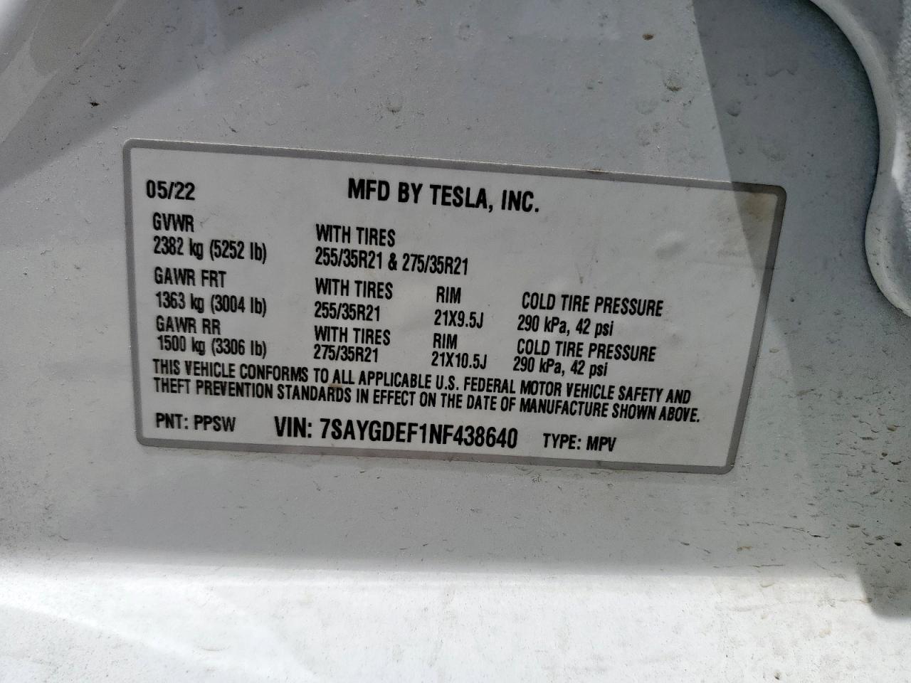 2022 Tesla Model Y VIN: 7SAYGDEF1NF438640 Lot: 56849115