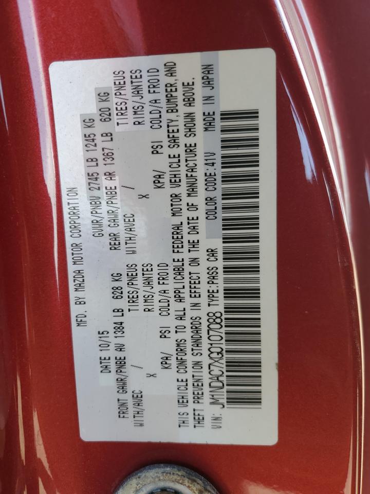 2016 Mazda Mx-5 Miata Club VIN: JM1NDAC7XG0107088 Lot: 56707425