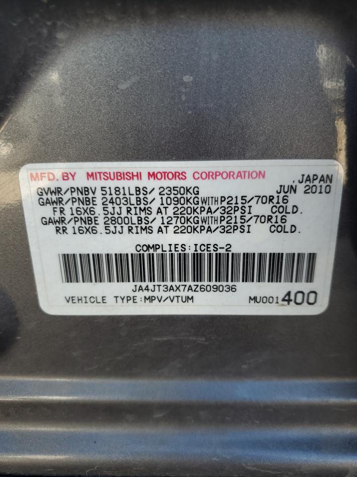 2010 Mitsubishi Outlander Xls VIN: JA4JT3AX7AZ609036 Lot: 55048365