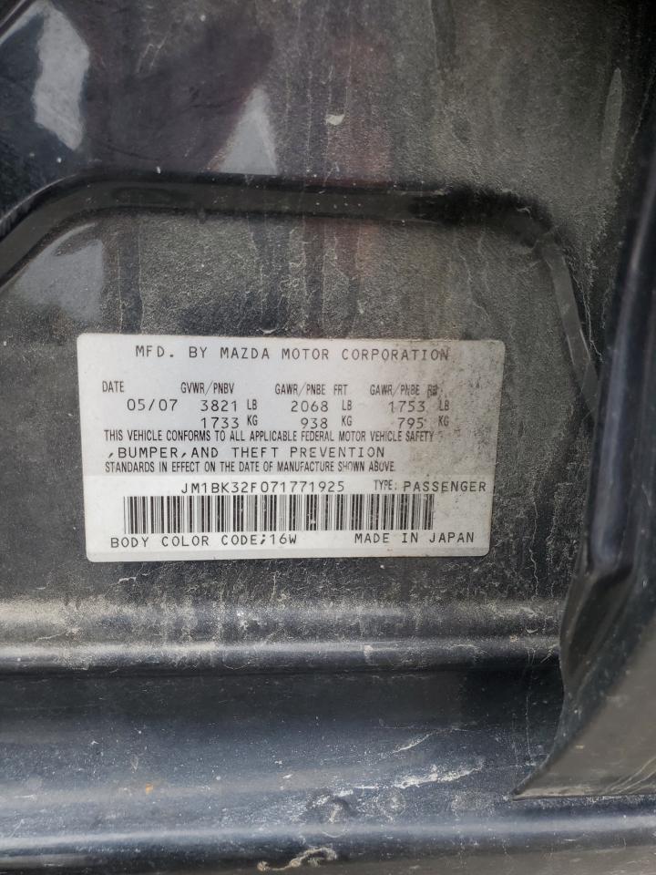 2007 Mazda 3 I VIN: JM1BK32F071771925 Lot: 58495945