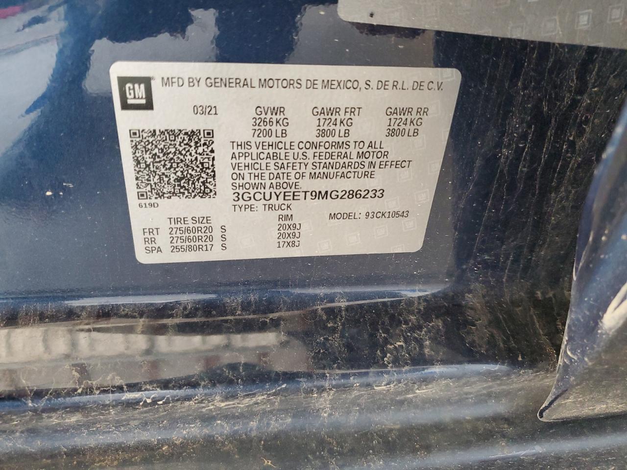 2021 Chevrolet Silverado K1500 Rst VIN: 3GCUYEET9MG286233 Lot: 58770085