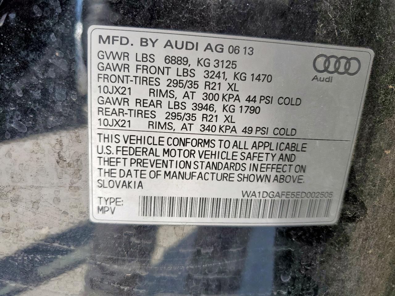 2014 Audi Q7 Prestige VIN: WA1DGAFE5ED002505 Lot: 56733525