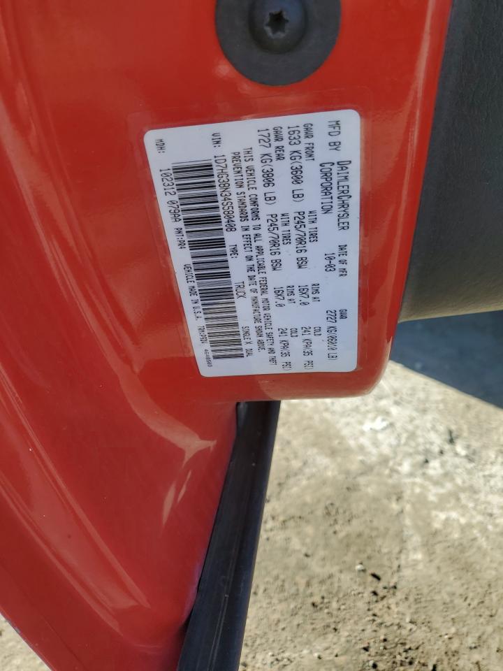 2004 Dodge Dakota Quad Sport VIN: 1D7HG38N34S580408 Lot: 57101225