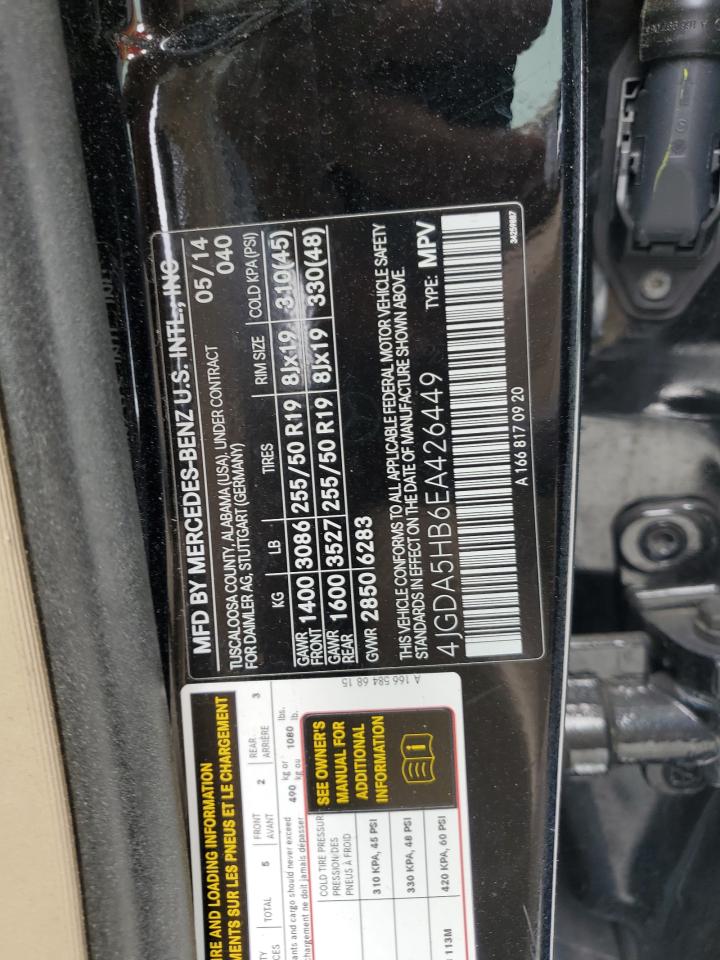 2014 Mercedes-Benz Ml 350 4Matic VIN: 4JGDA5HB6EA426449 Lot: 57773625