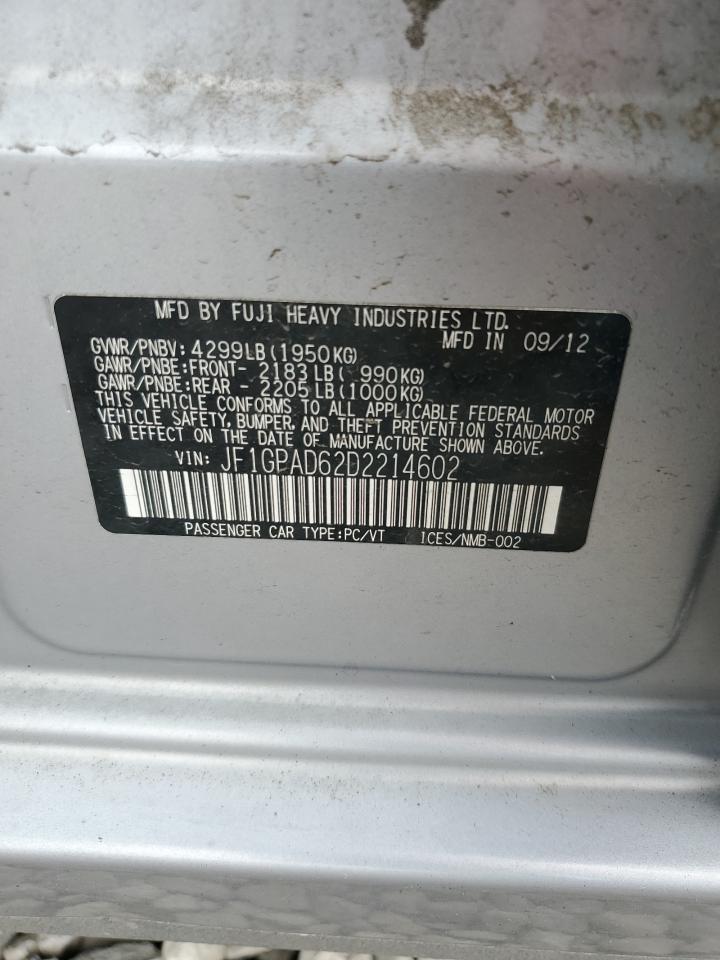 2013 Subaru Impreza Premium VIN: JF1GPAD62D2214602 Lot: 57356705