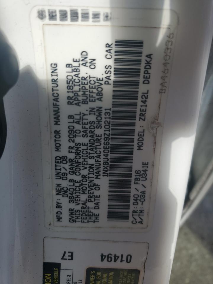 2009 Toyota Corolla Base VIN: 1NXBU40E69Z102131 Lot: 56900885