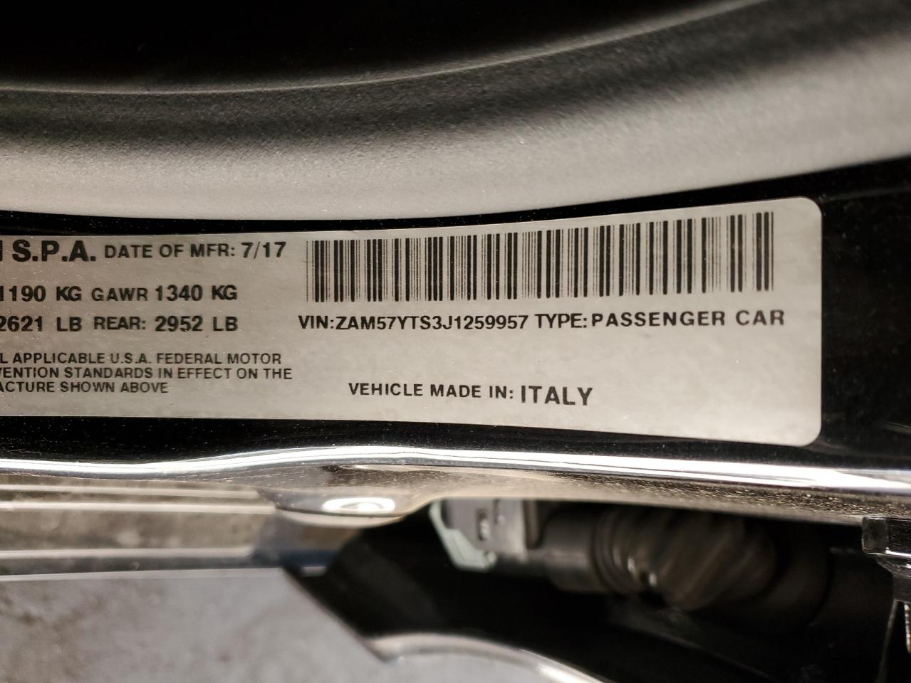 2018 Maserati Ghibli S VIN: ZAM57YTS3J1259957 Lot: 55509205