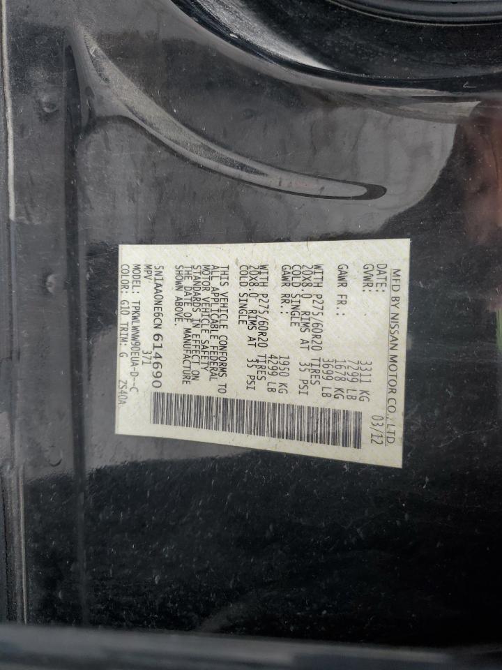 2012 Nissan Armada Sv VIN: 5N1AA0NE6CN614690 Lot: 56420805