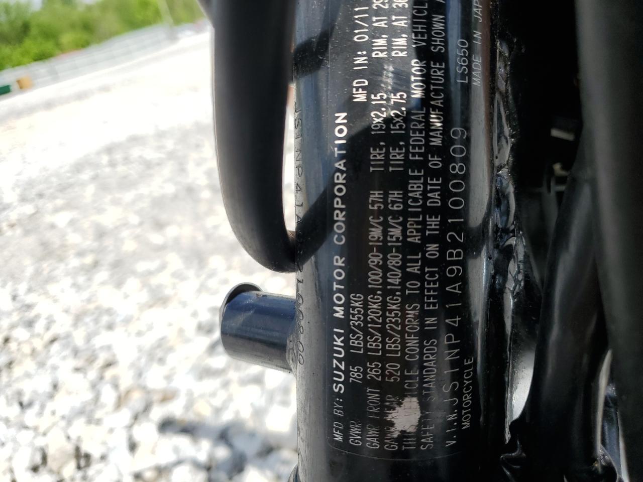 2011 Suzuki Ls650 VIN: JS1NP41A9B2100809 Lot: 57066905