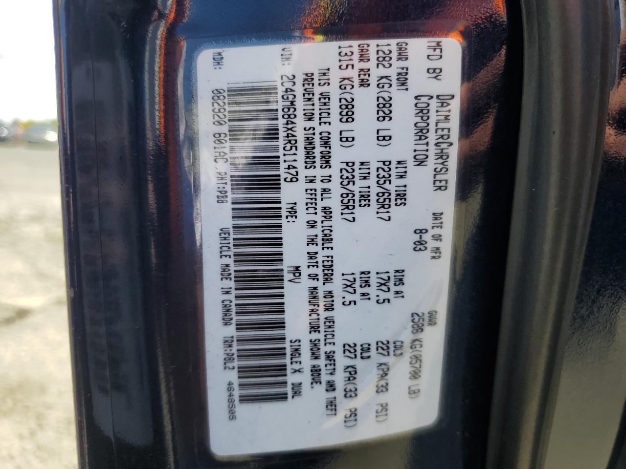 2004 Chrysler Pacifica VIN: 2C4GM684X4R511479 Lot: 57055155