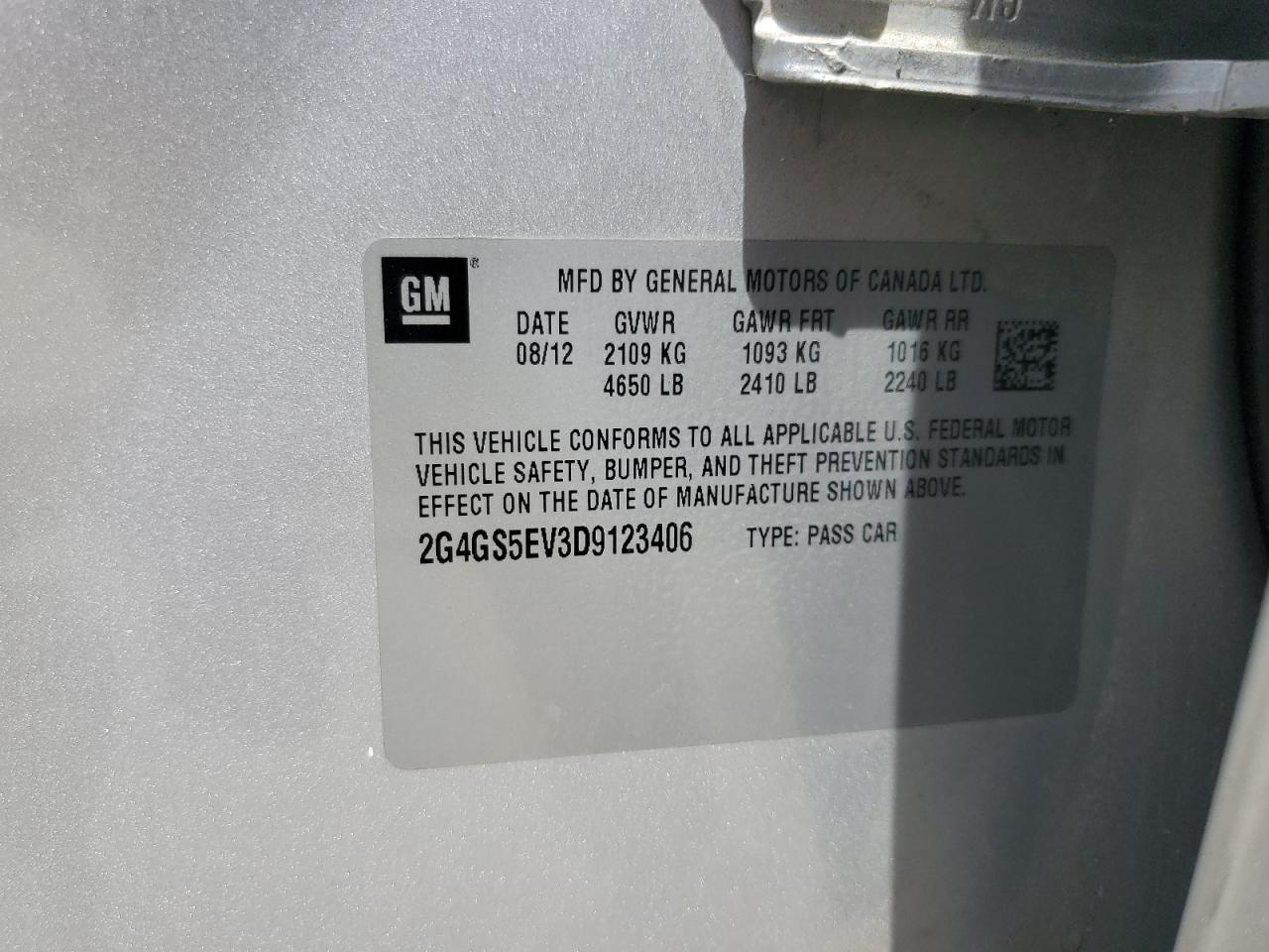 2013 Buick Regal Premium VIN: 2G4GS5EV3D9123406 Lot: 56854795
