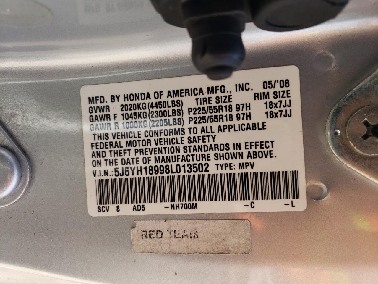 2008 Honda Element Sc VIN: 5J6YH18998L013502 Lot: 56537195